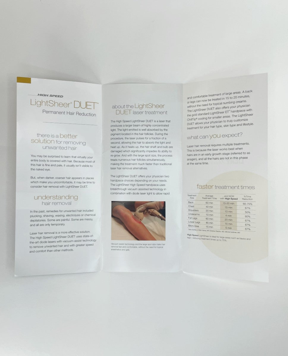 LUMENIS LightSheer DUET Permanent Hair Reduction Brochure (80 PACK)