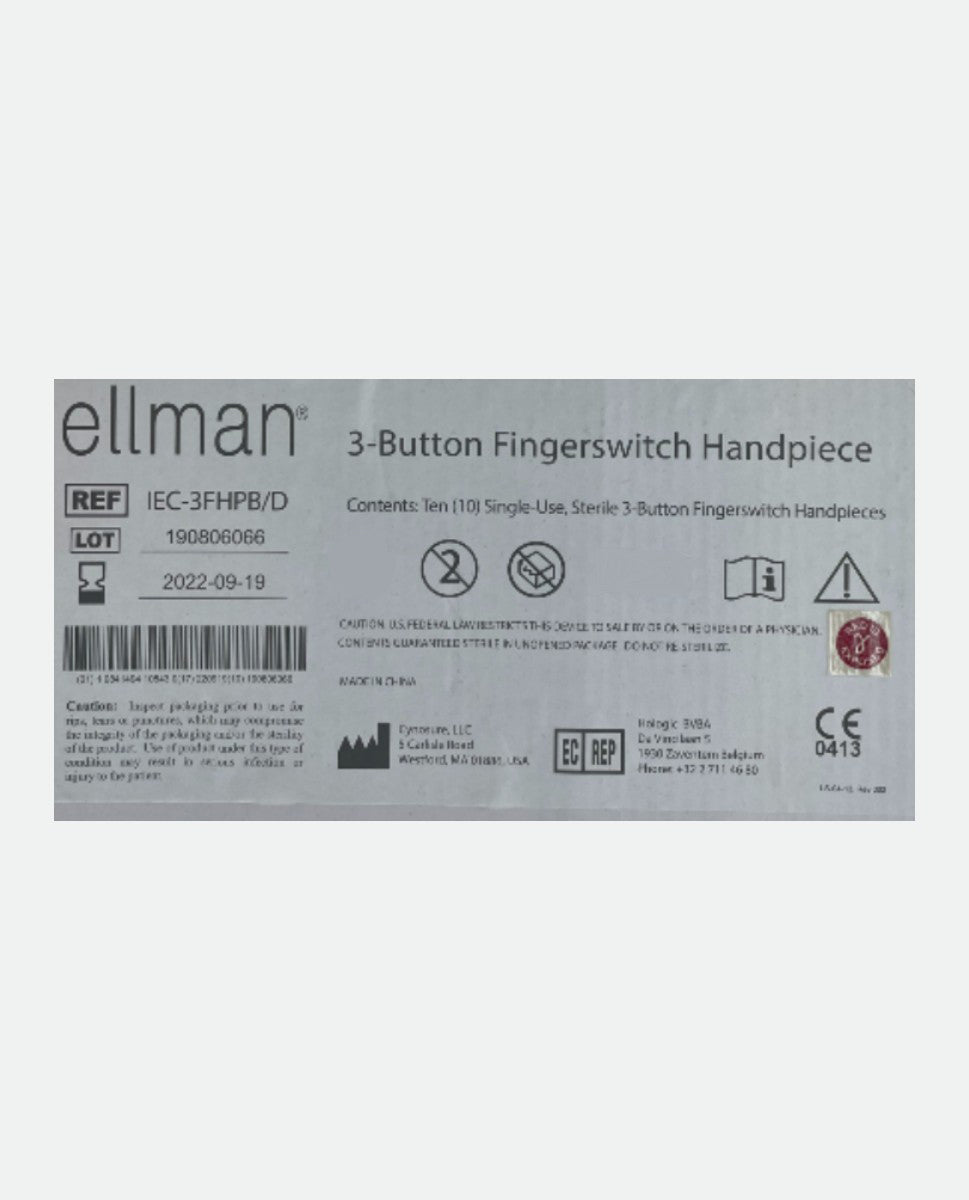Ellman International 3 Button Fingerswitch Handpiece Sterile IEC-3FHPB/D Exp2022