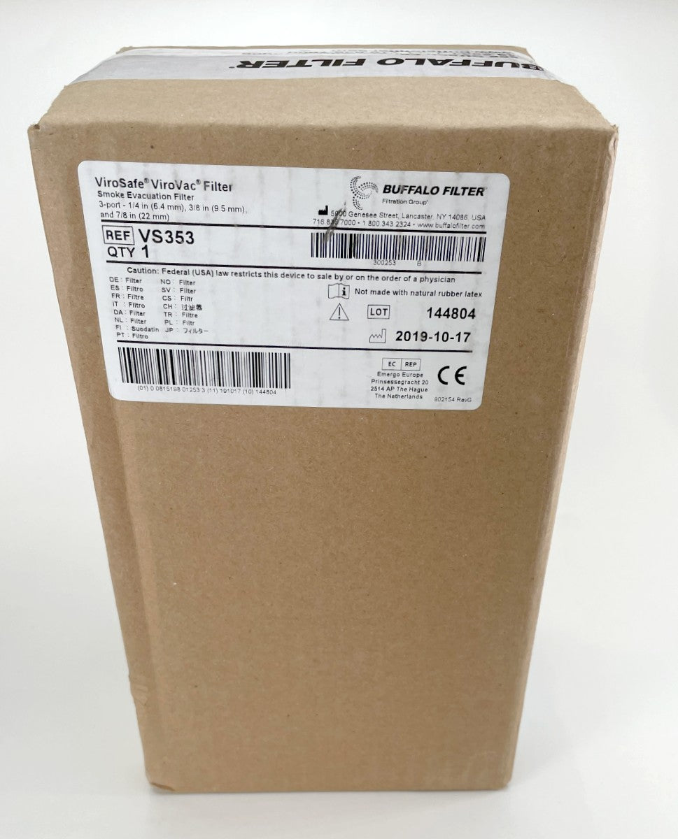 Buffalo Filter ViroSafe ViroVac Smoke Evacuation Filter 3 Port 35 Hour VS353 EXP2019-10-17