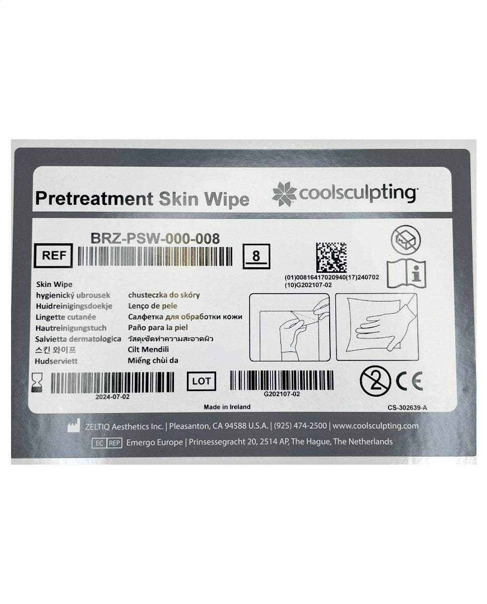 Zeltiq CoolSculpting Pretreatment Skin Wipes 8 Pack BRZ-PSW-000-008 EXP-2023/03