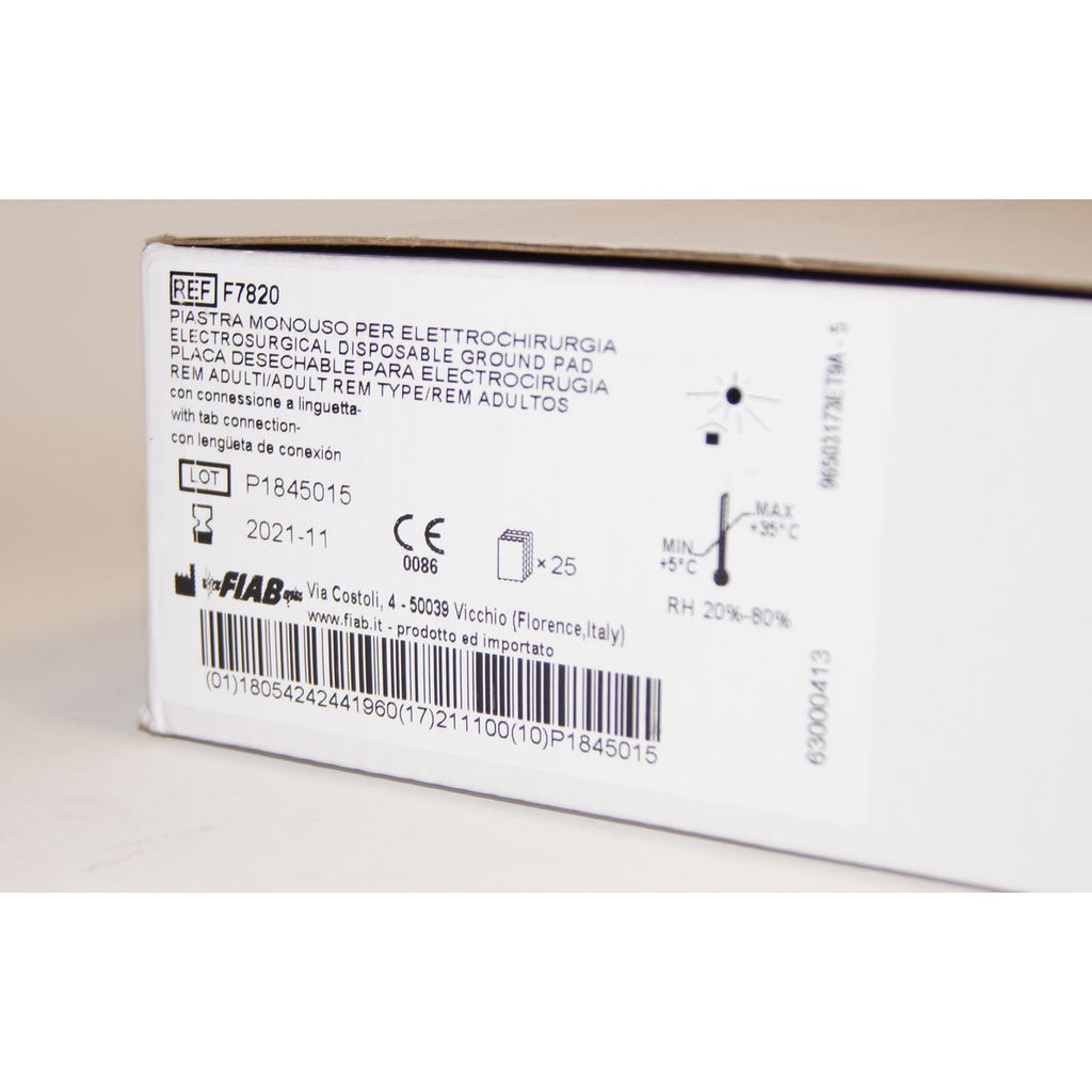 FIAB Electrosurgical Disposable Ground Pads REF F7820 Rem Type Exp 11-2021 x22Pc