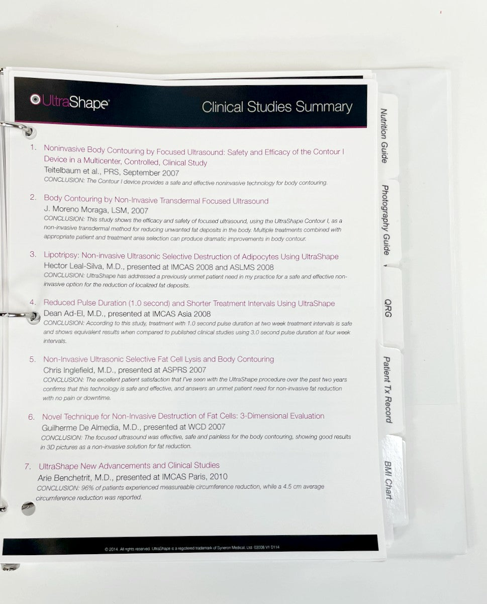 ULTRA SHAPE REFERENCE MANUAL CLINICAL STUDIES SUMMARY