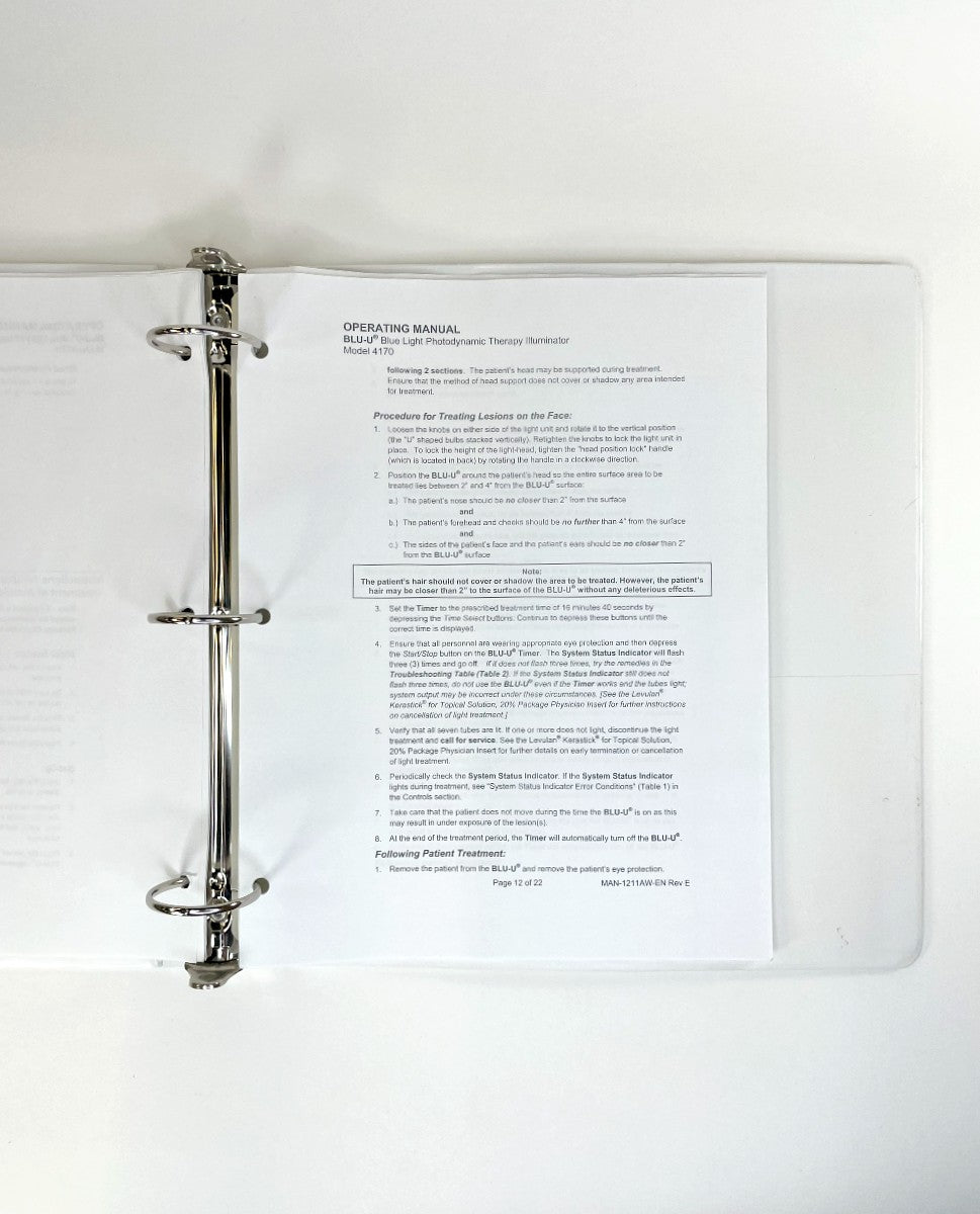 DUSA OPERATING MANUAL BLUE LIGHT PHOTODYNAMIC THERAPY ILLUMINATOR