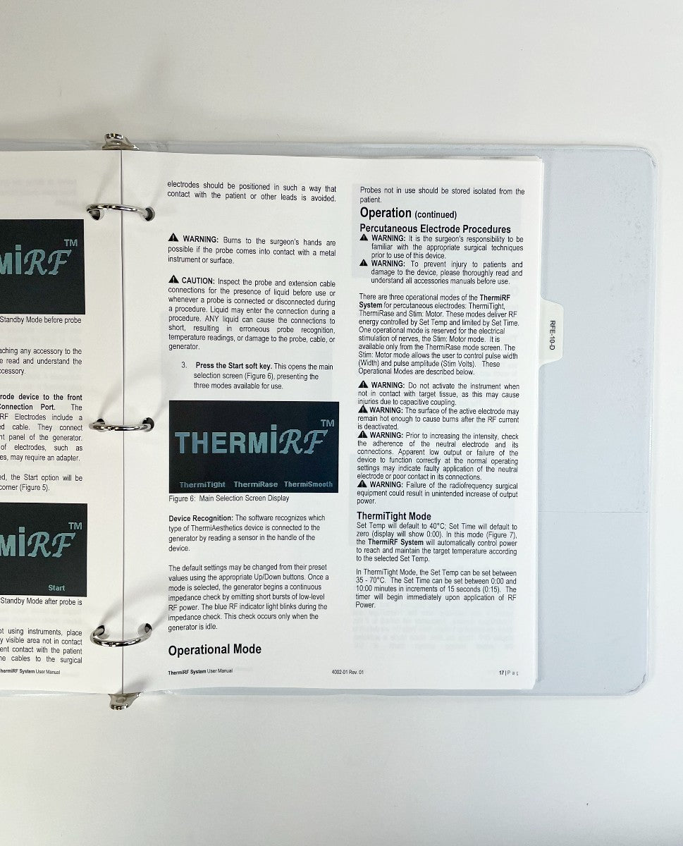 Thermi ThermiRF Cellulite System Operator User Manual