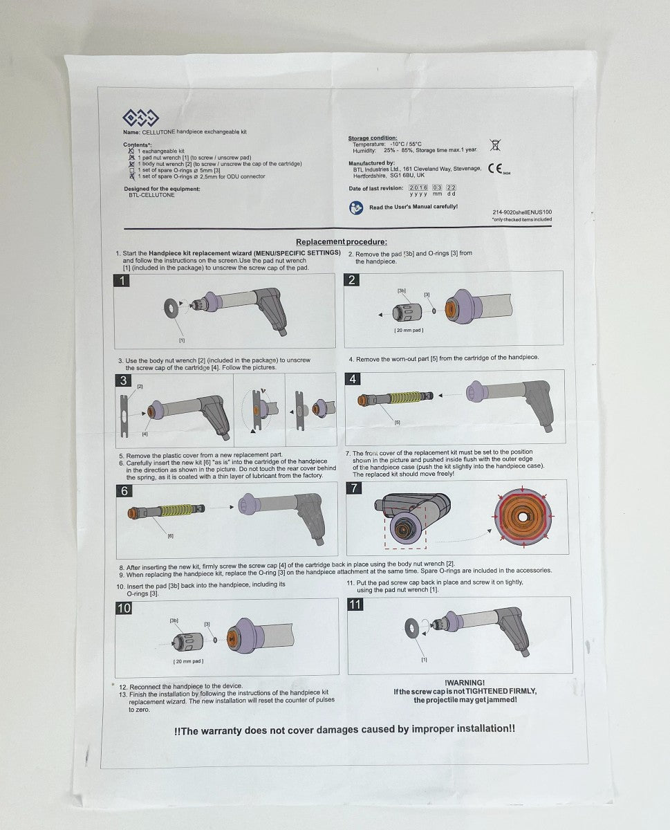 Instructive CELLUTONE handpiece Exchangeable kit - BTL