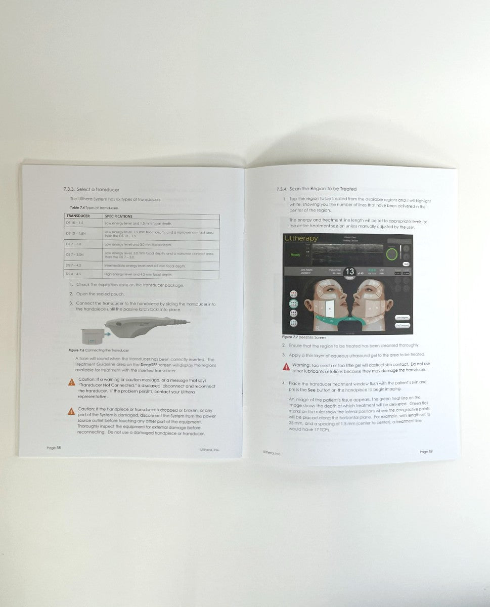 ULTHERA Inc Handbook of Merz Pharmaceuticals Manuals 1002539IFU Rev B