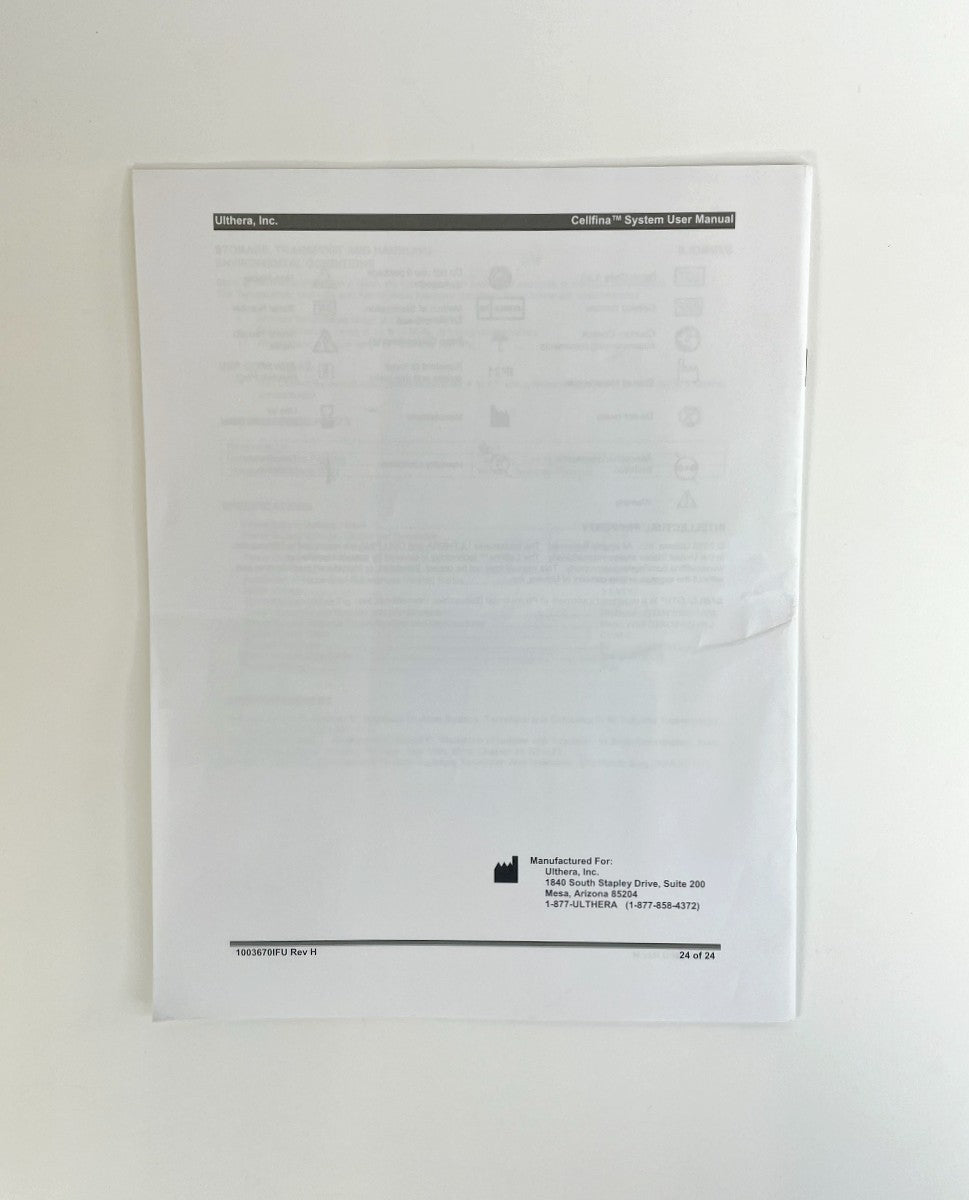 Ulthera CellFina System Instrucions For Use