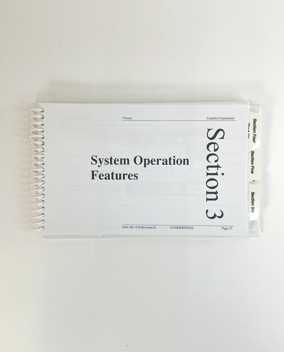 Candela Laser VBeam Pulsed Dye V Beam User Operator Manual Rev D