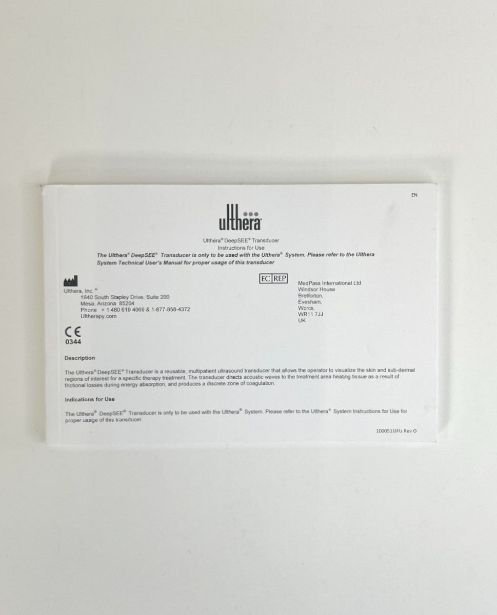 Ulthera DeepSEE Transducer Instructions 1000511|FU