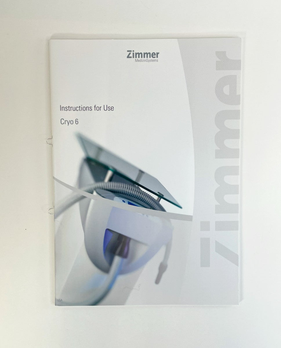 Zimmer MedizinSystems Instructions for Use Cryo 6 Cold Air Chiller Unit