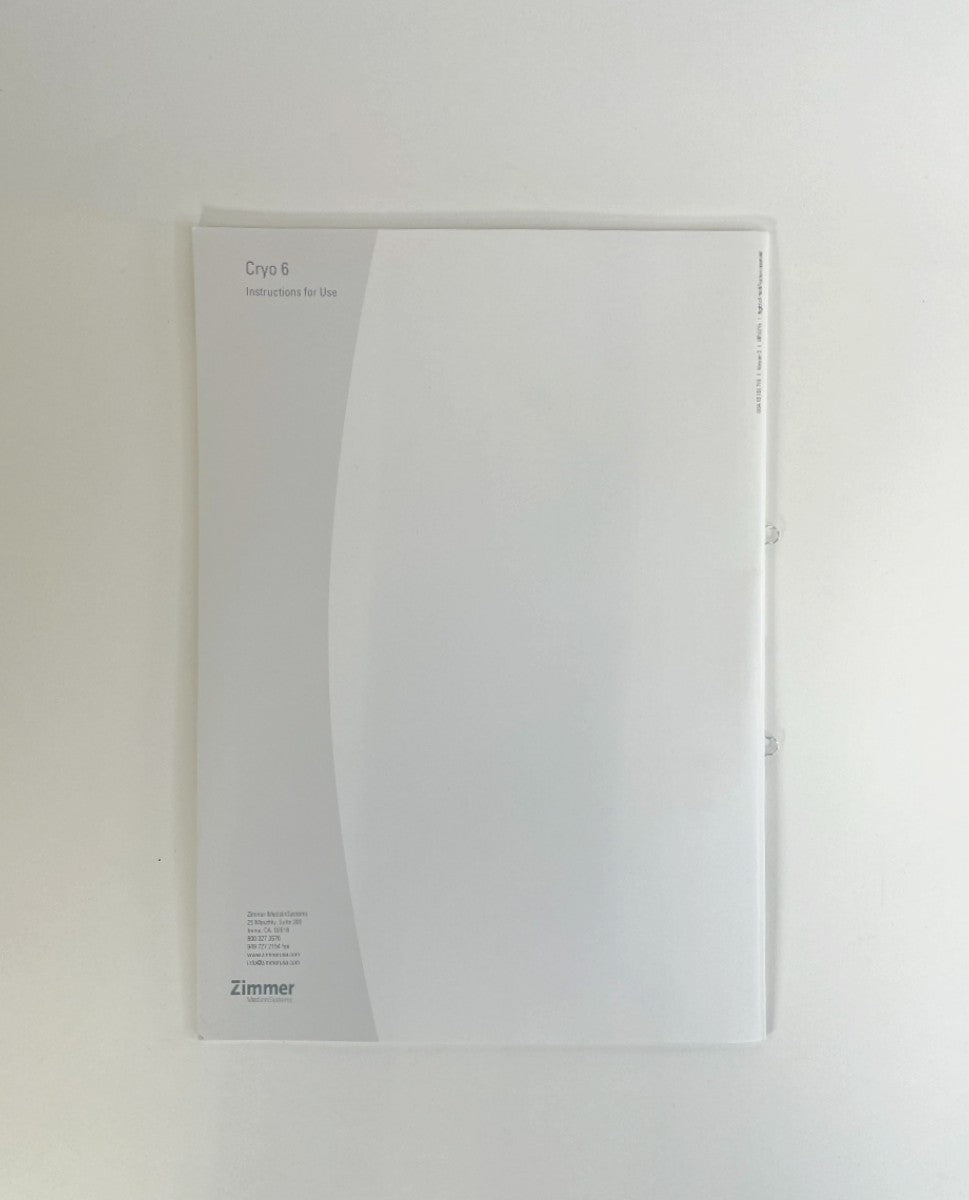 Zimmer MedizinSystems Instructions for Use Cryo 6 Cold Air Chiller Unit