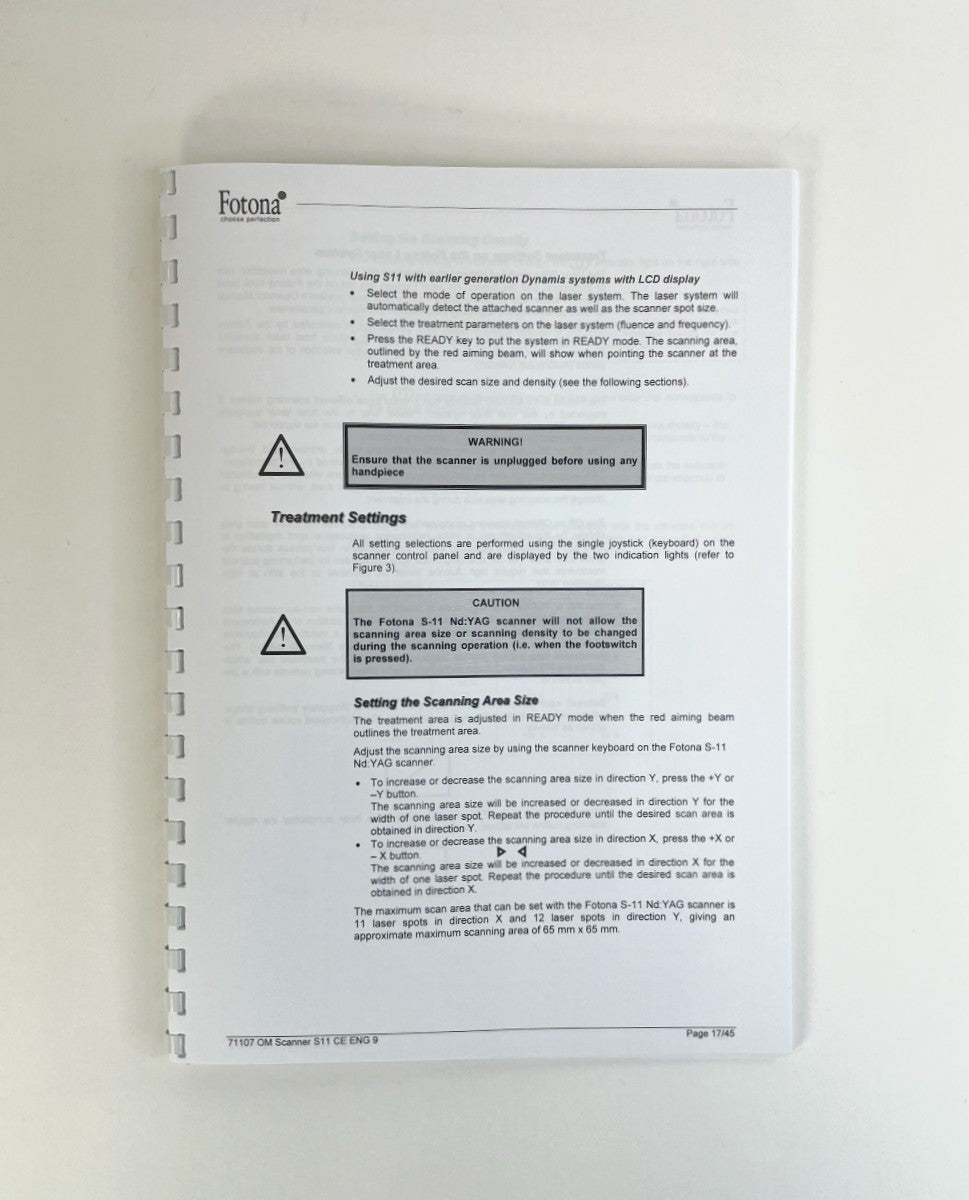 FOTONA Operator Manual Fotona Nd:yag Scanner S-11 L-RUNNER GENERATION 71107 CE ENG 9