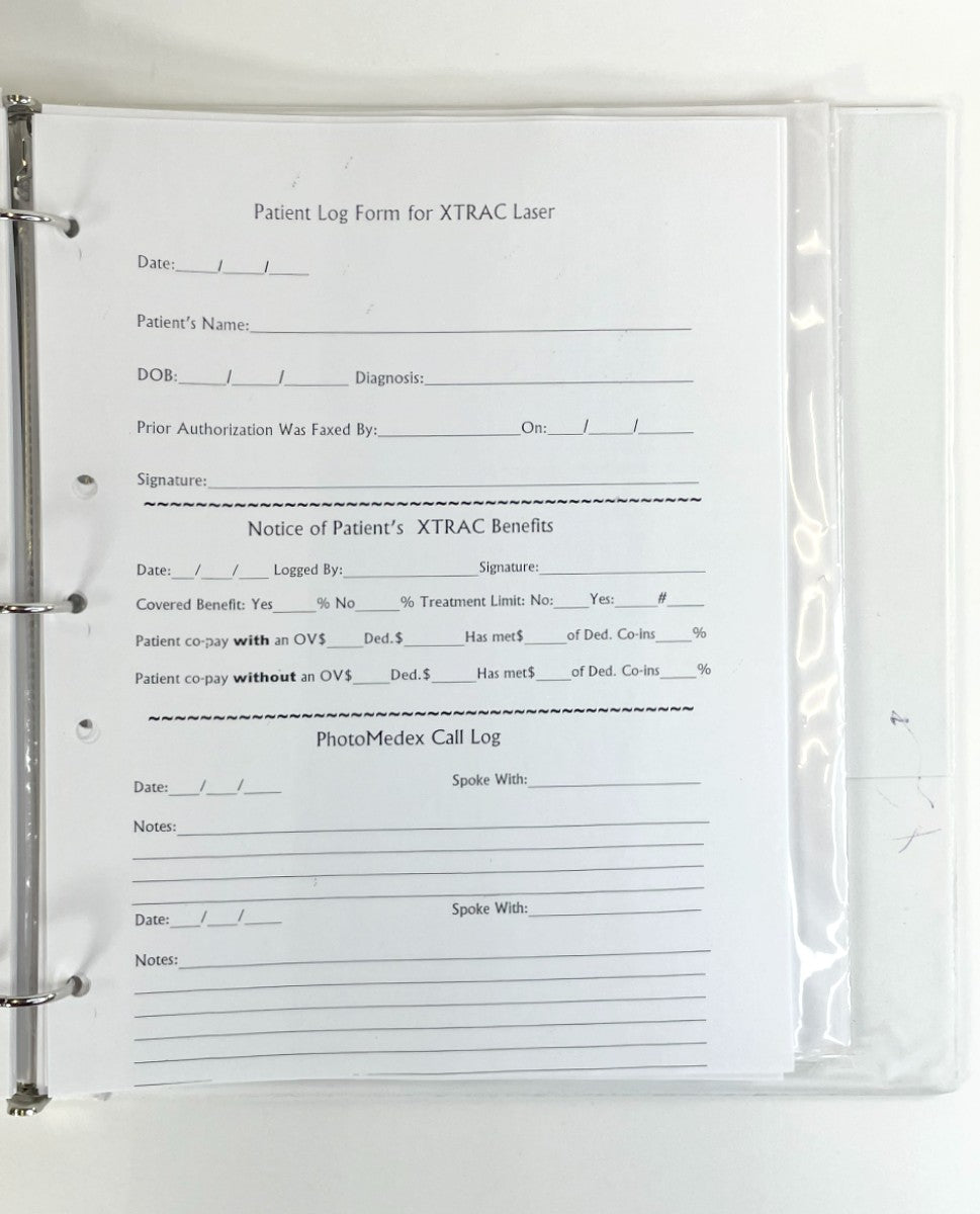 Xtrac ultra Laser therapy for psoriasis PhotoMedex Patient Log Form