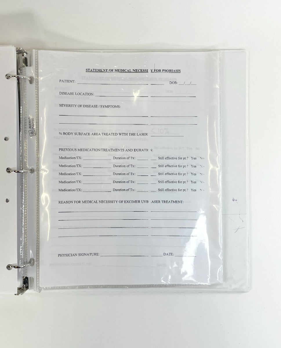 Xtrac ultra Laser therapy for psoriasis PhotoMedex Patient Log Form