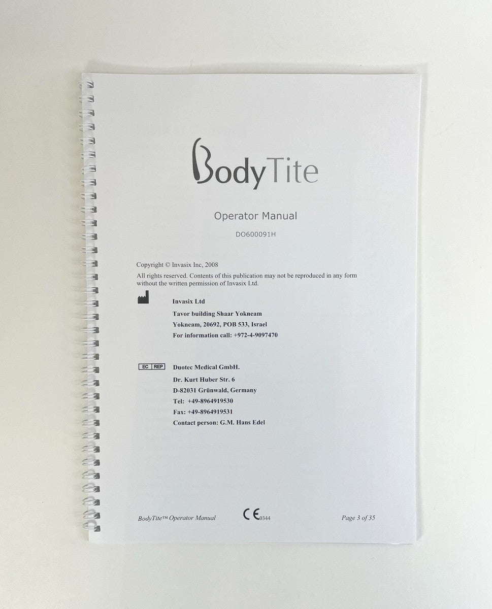 Invasix Body Tite operator manual DO600091H