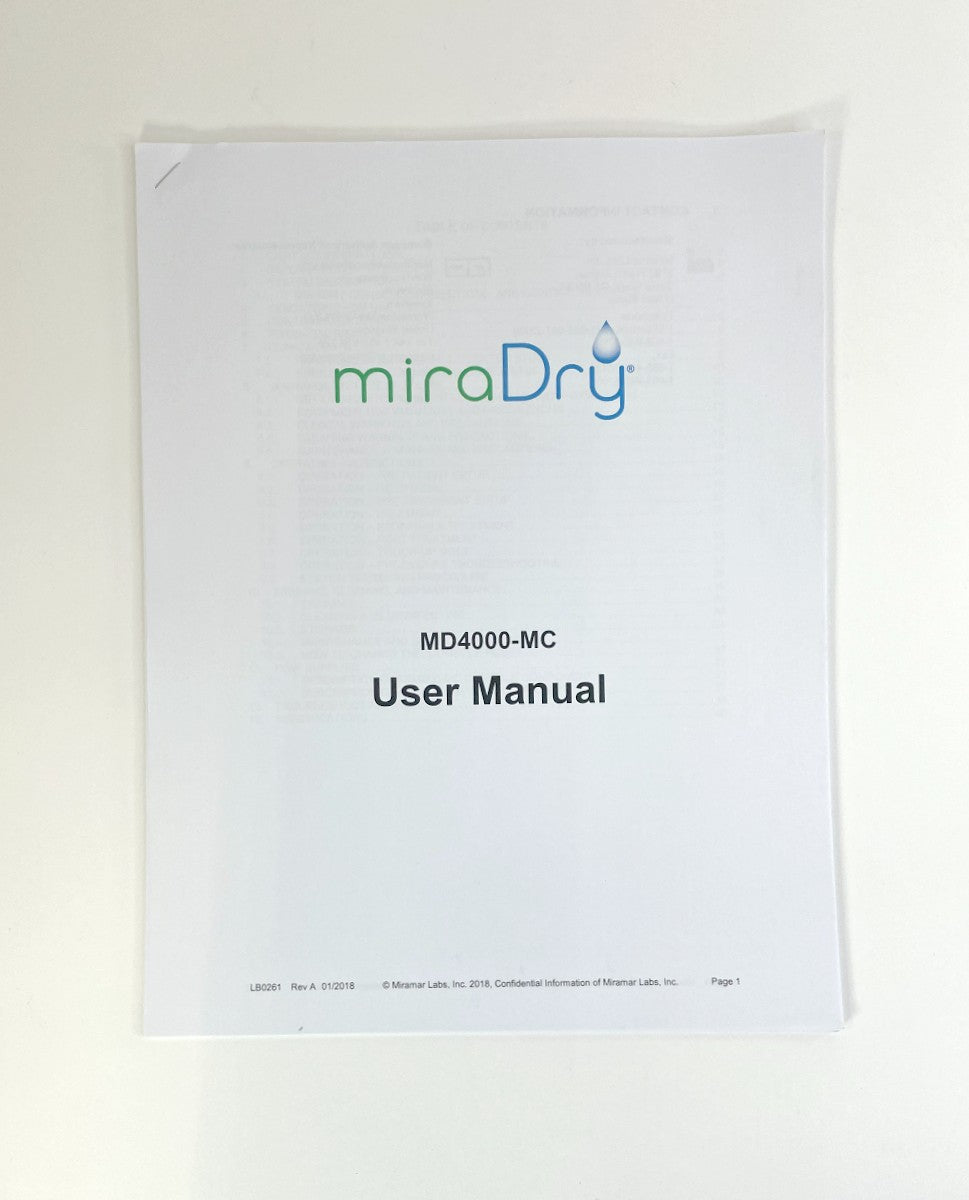 Miramar Labs miraDry MD4000-MC User Manual LB0261 Rev A 01/2018