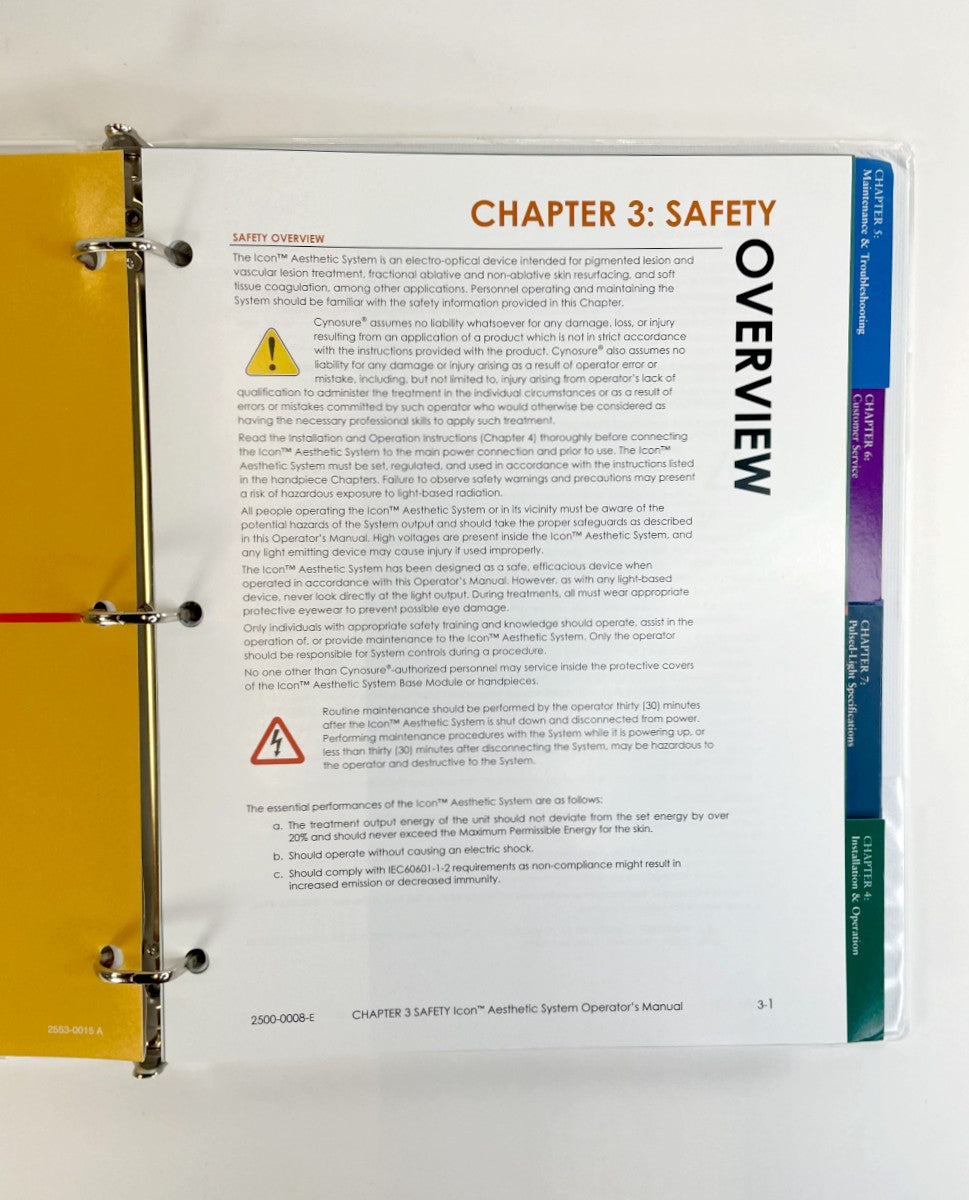 Cynosure Palomar ICON Laser and Pulsed Light System Operator´s Manual