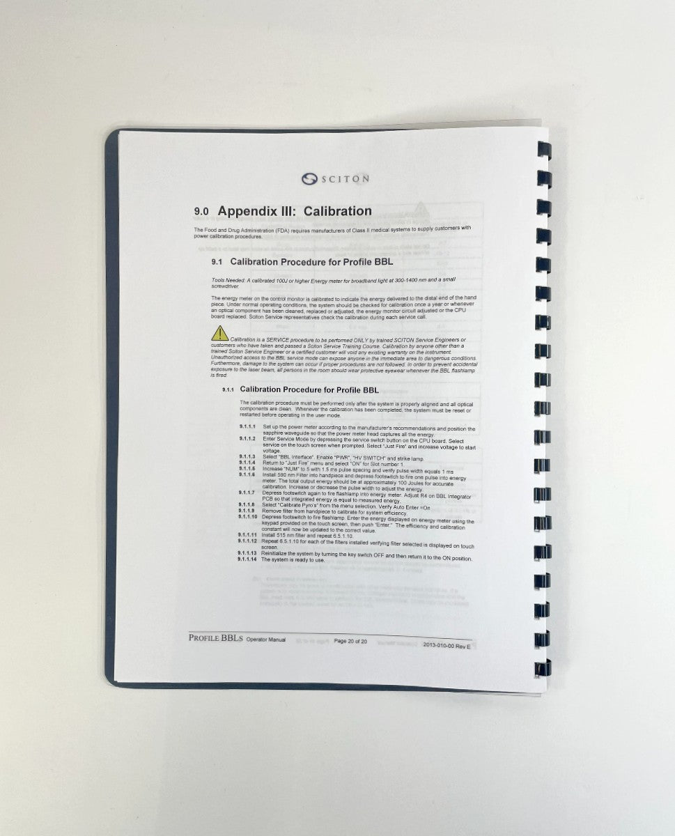 Sciton PROFILE Operator Manual BBLS 2013-010-00 Rev. E