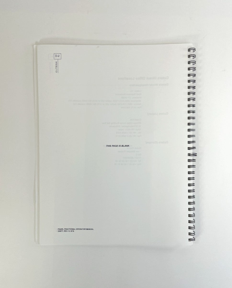 Laser Operator Manual User Guide - Cutera Pearl Fractional D0577 REV H
