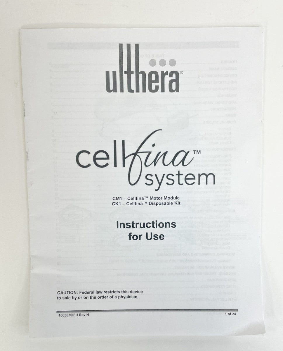 Ulthera Cellfina system Instruction for use Manual 1003670IFU
