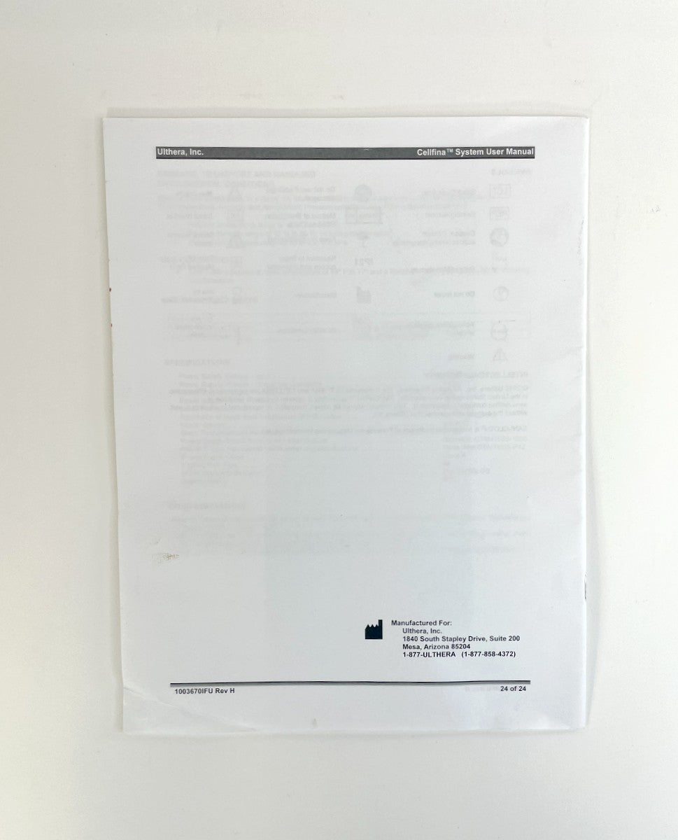 Ulthera Cellfina system Instruction for use Manual 1003670IFU