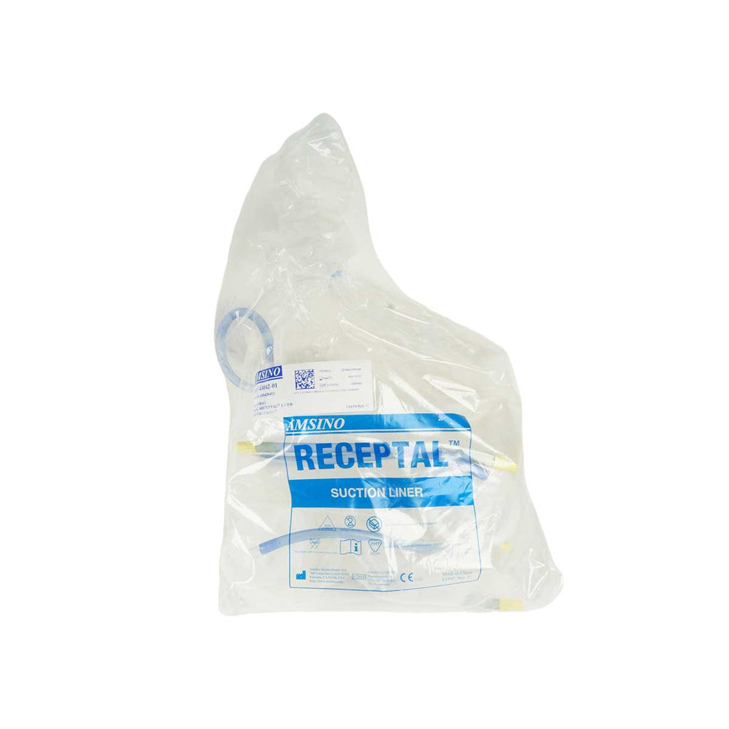 Amsino 2000 mL Receptal Liner with VAC-GARD 43042-01 Suction Receptacle 10-Pack