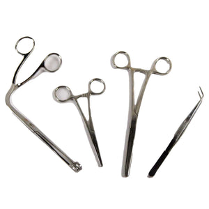 Medical Grade Locking Stainless Steel Clamps and Forceps 4 Piece Bundle 5in-8in