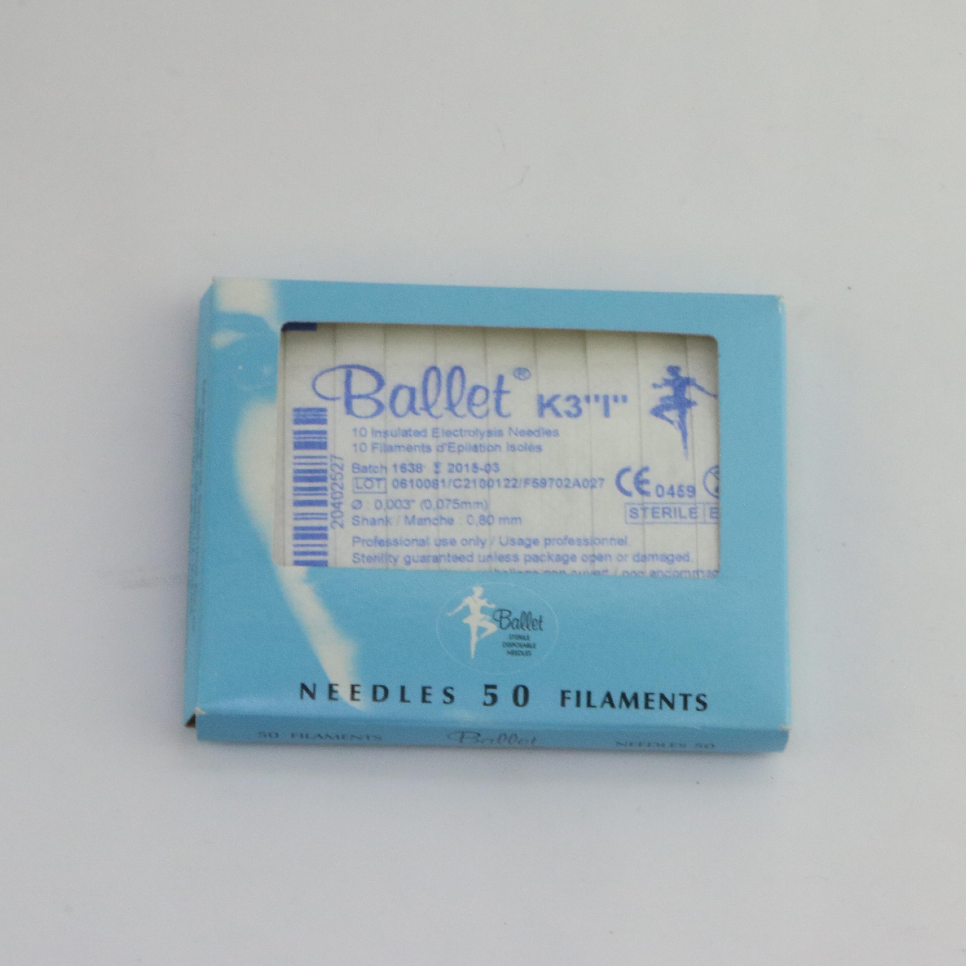 Ballet K3 I Insulated 0.075mm x 0.80mm Electrolysis Needle LOT OF 28 EXP 2015