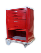 Waterloo Healthcare 6-Drawer Steel X-Tall Emergency Cart, Lever Lock, Red