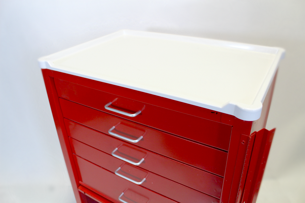 Waterloo Healthcare 6-Drawer Steel X-Tall Emergency Cart, Lever Lock, Red