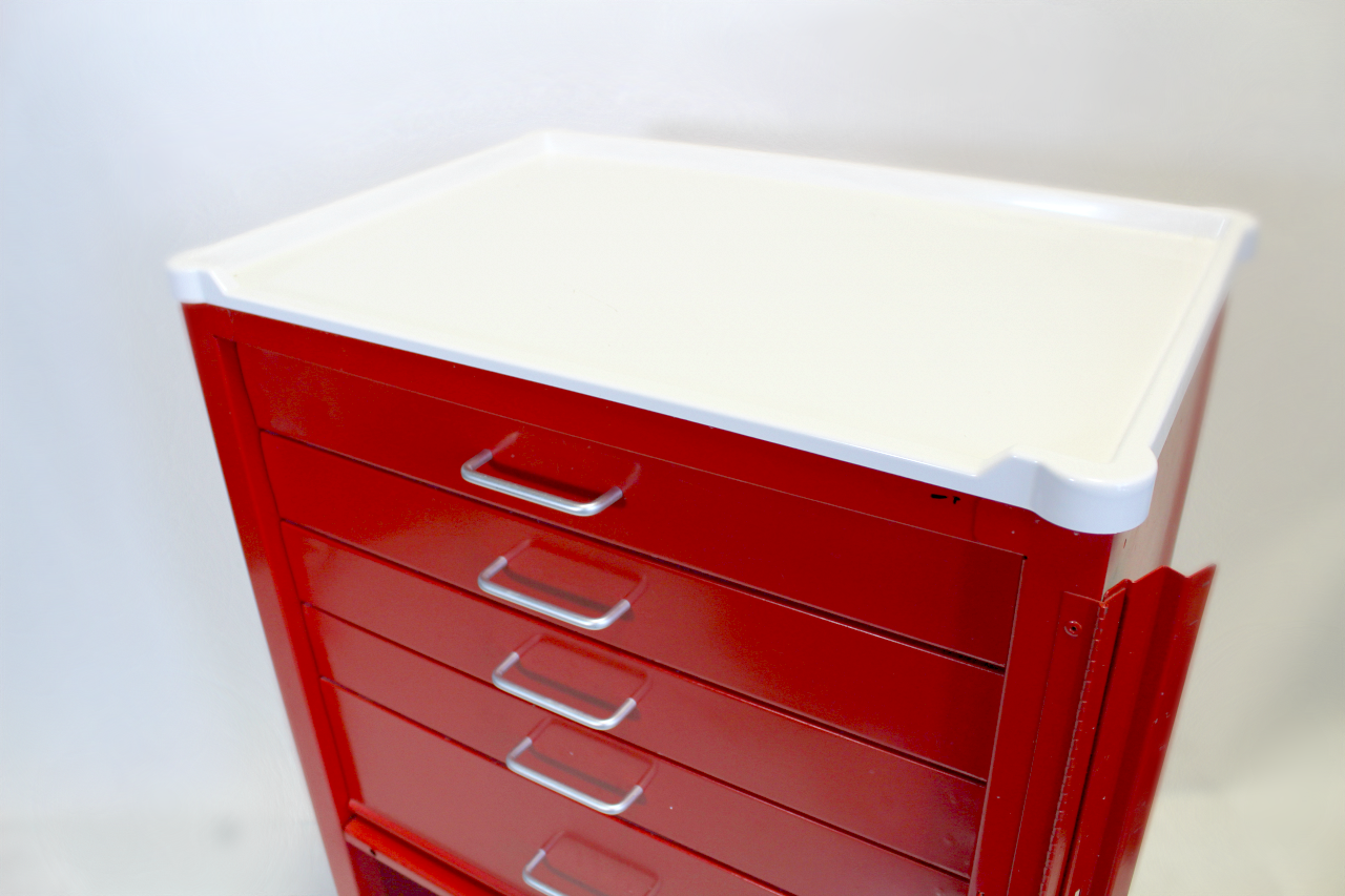 Waterloo Healthcare 6-Drawer Steel X-Tall Emergency Cart, Lever Lock, Red