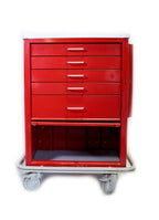 Waterloo Healthcare 6-Drawer Steel X-Tall Emergency Cart, Lever Lock, Red