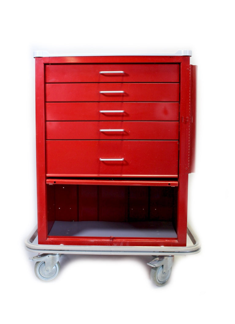 Waterloo Healthcare 6-Drawer Steel X-Tall Emergency Cart, Lever Lock, Red