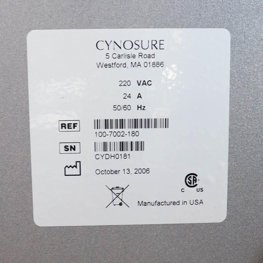 2006 Cynosure Cynergy MPX Nd YAG System With Cryo 5 Chiller Cooling System