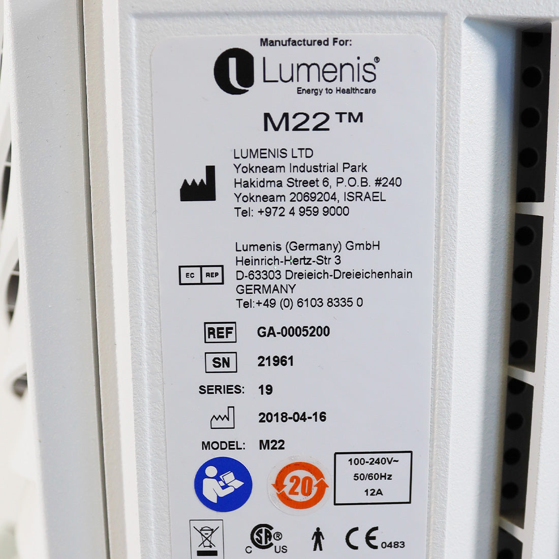 2018 Lumenis M22 Laser IPL Fully Loaded NdYag Q-Switched ResurFX System