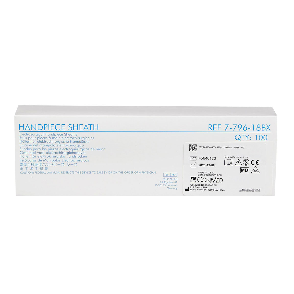 ConMed Hyfrecator Pencil Handpiece Sheath 8in (Non-Sterile) Case of 12 Boxes of 100 (1200)- 7-796-18CS