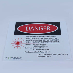 Cutera Excel HR 755 1064 Laser Room Safety Danger Warning Sign Poster 8.5x11