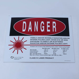 Sciton Joule Laser Room Safety Warning Sign Nd:YAG Er:YAG 1064nm 1320nm 2940nm