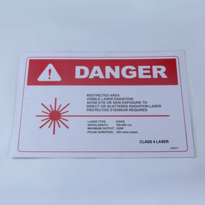 Laser Room Safety Danger Warning Sign - 320W Diode 780-980 nm 8.375 x 12 Inches