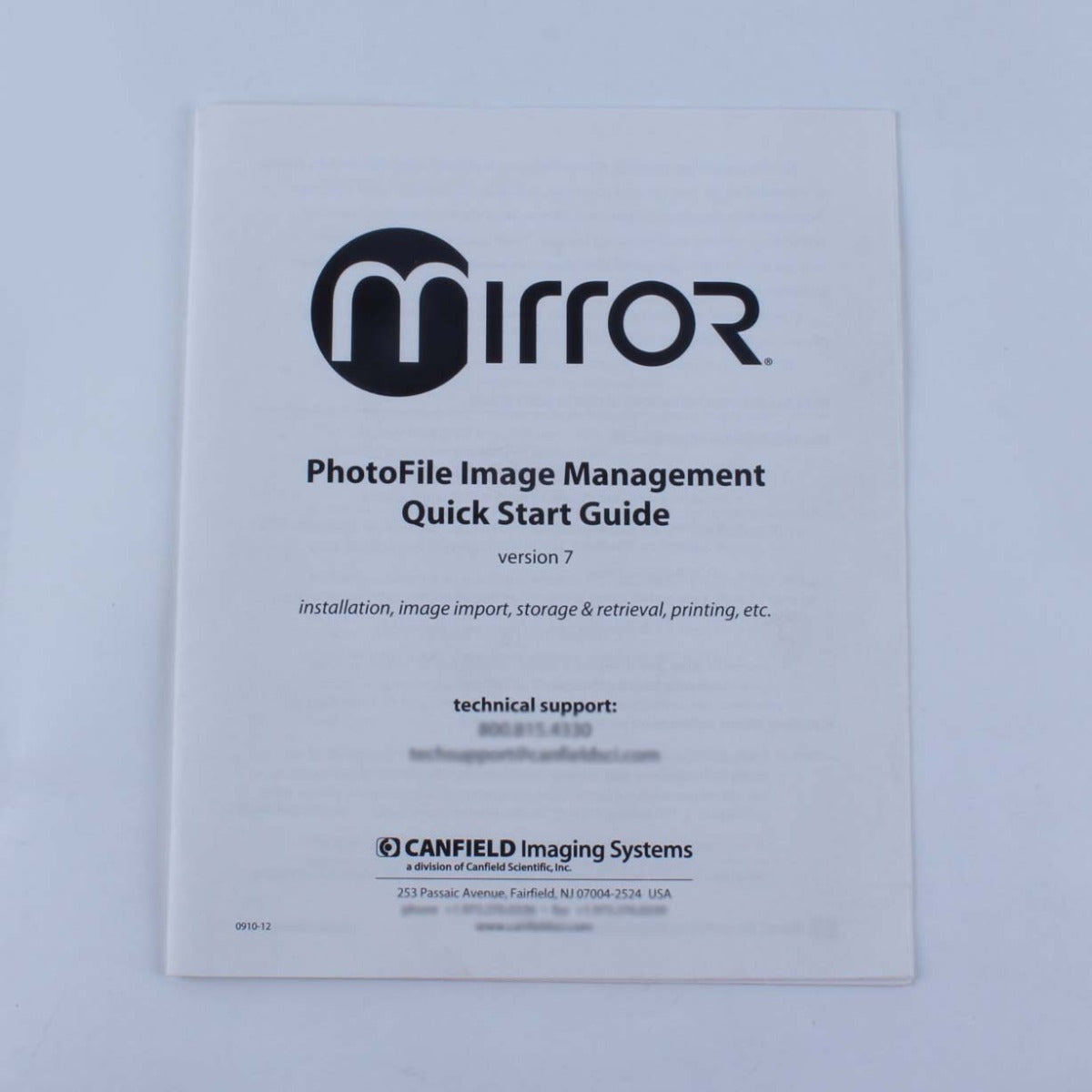 Canfield Mirror PhotoFile Medical Image Management Software V7 Quick Start Guide