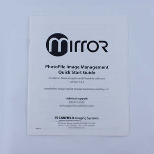 Canfield Mirror PhotoFile Medical Image Software 7.2.2 Quick Start Guide Manual