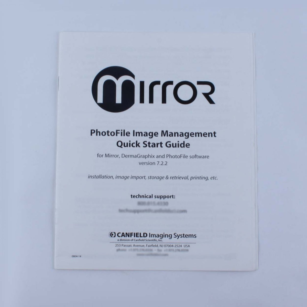 Canfield Mirror PhotoFile Medical Image Software 7.2.2 Quick Start Guide Manual