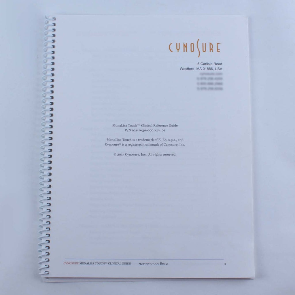 2015 Cynosure SmartXide2 MonaLisa Touch Vaginal Laser Clinical Reference Guide