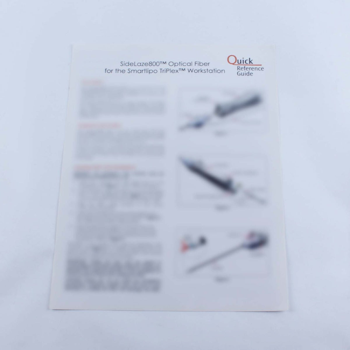 Cynosure SmartLipo Triplex SideLaze800 Fiber Handpiece Quick Reference Guide