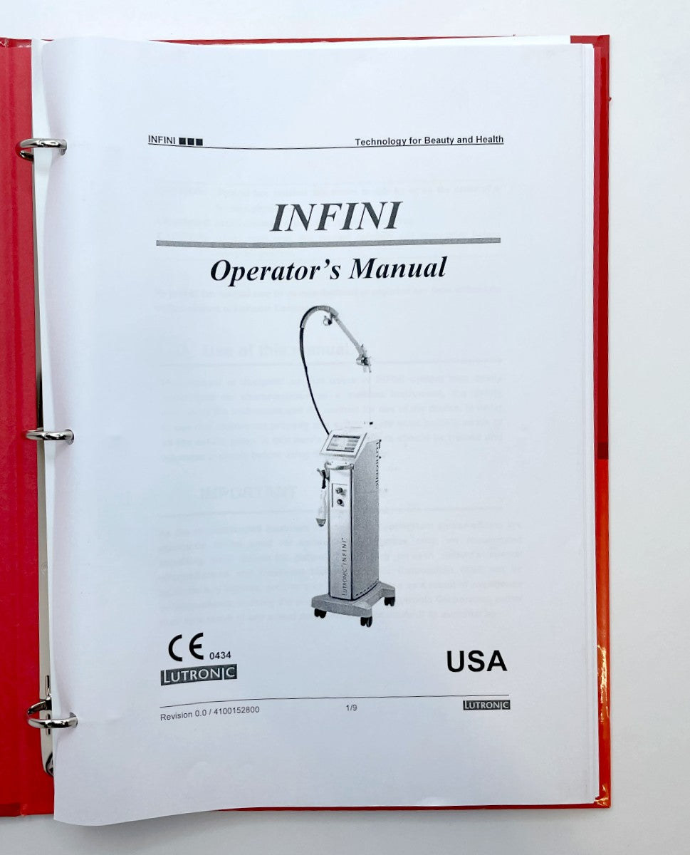 LUTRONIC, INFINI Operator’s Manual, Rev. 0.0 / 4100152800