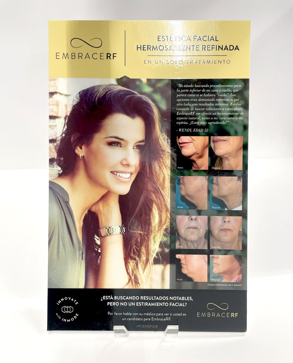 INNOVATE INMODE EMBRACERF "Estetica Facial Hermosamente Refinada" Counter Card