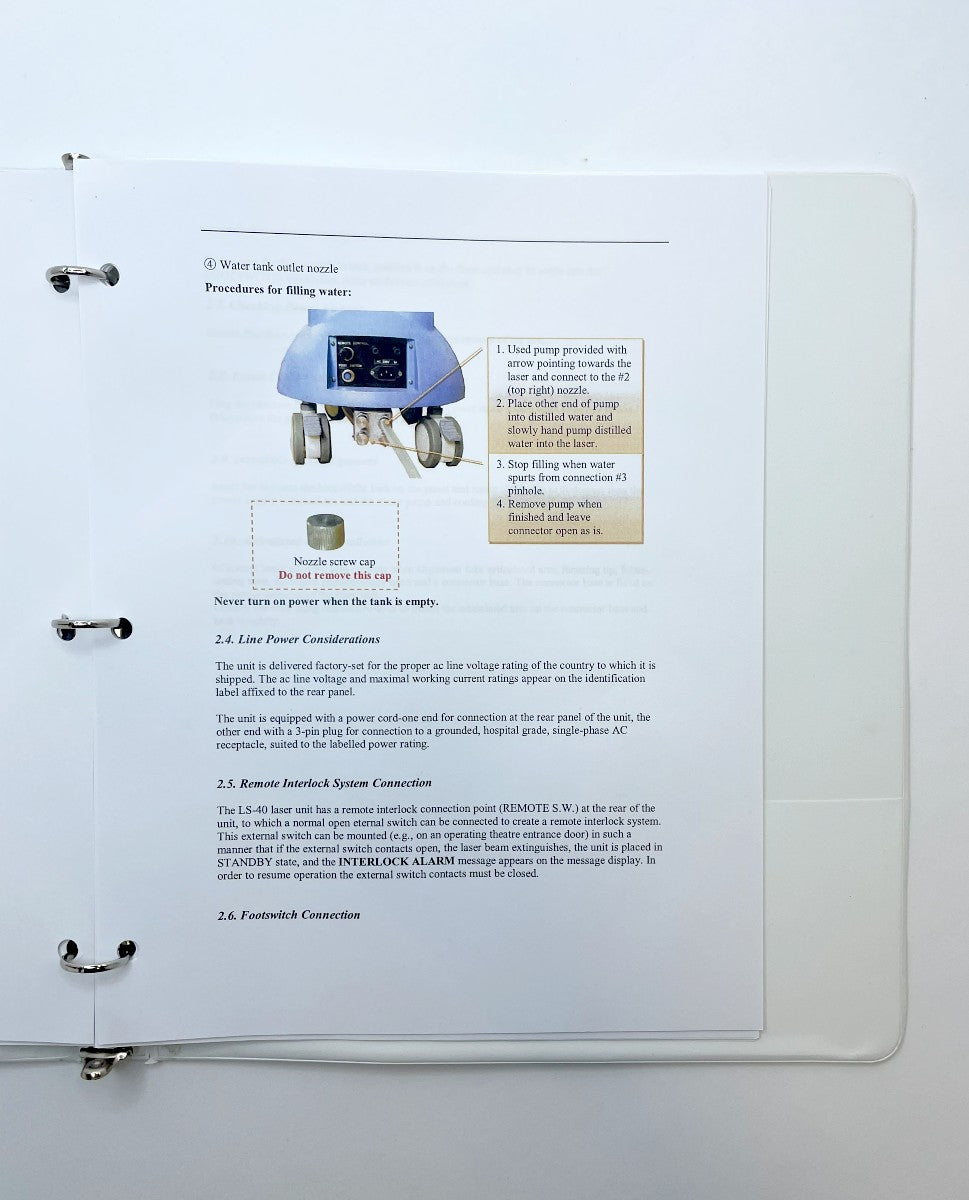 Matrix CO2 Surgical Laser System Model: LS-40 Operating instructions manual