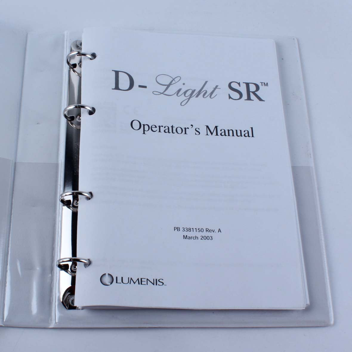 2003 Lumenis D-Light SR IPL Skin Rejuvenation System Operators Manual Revision A
