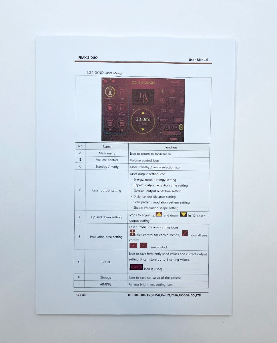 Ilooda Fraxis High Power CO2 Laser Micro-needle Fractional RF User Manual