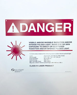 SCITON Danger Plastic Warning Sign Class IV Laser Product 2500-034-00 Rev G
